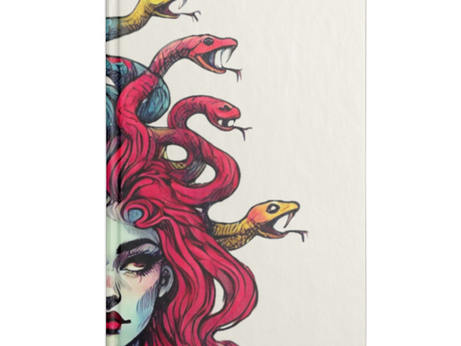 Journal featuring an image of Medusa with brightly coloured serpents