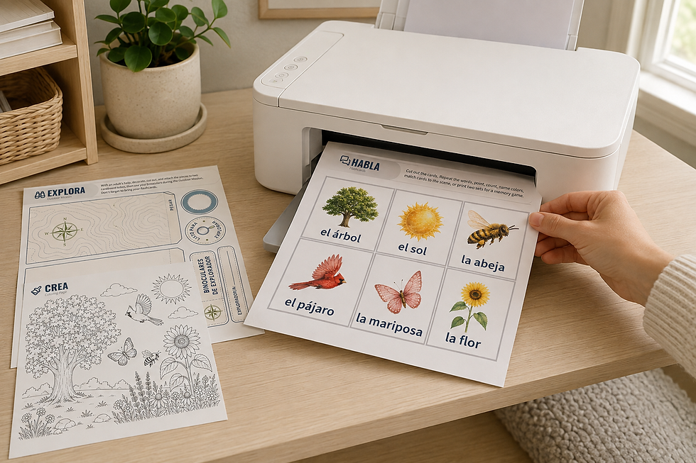 Printable Spanish program for kids vocabulary cards