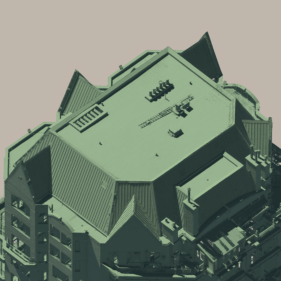 Vue en 3D de la toiture du nuage de points sans matérialité des condominiums Maritime