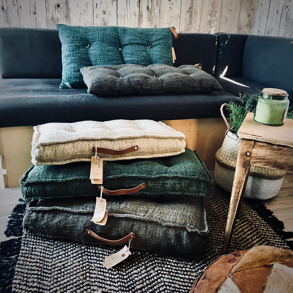 Miniature : CO'BOHO CANVAS NOMADE & LEATHER FLOOR CUSHION