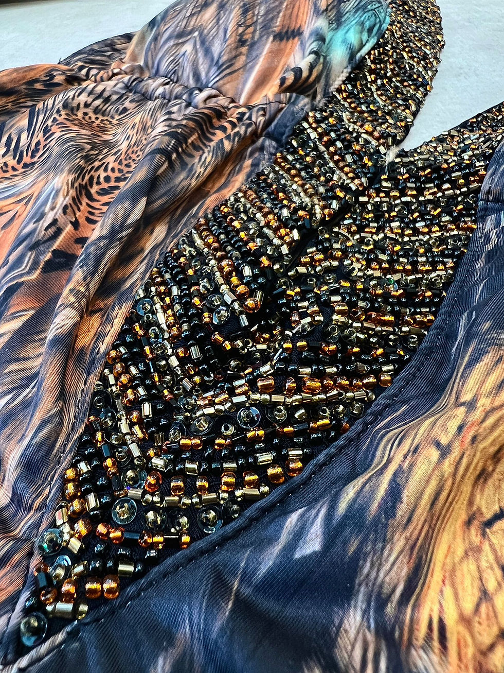 Miniature : Upclose Tiger pattern One piece with beads decorated in the middle