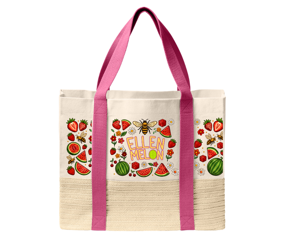 Ellen Melon Straw Tote Bag