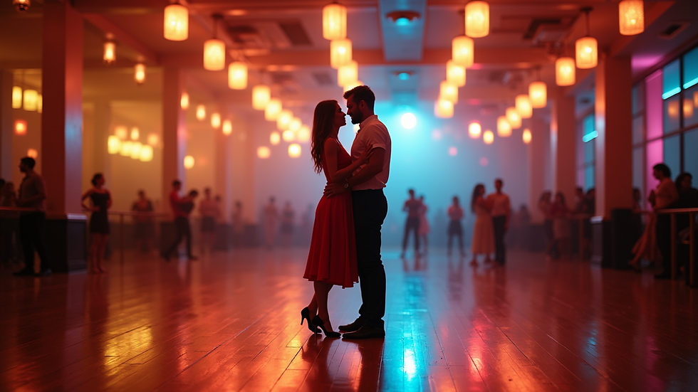 Eye-level view of a spacious dance studio with polished wooden floors