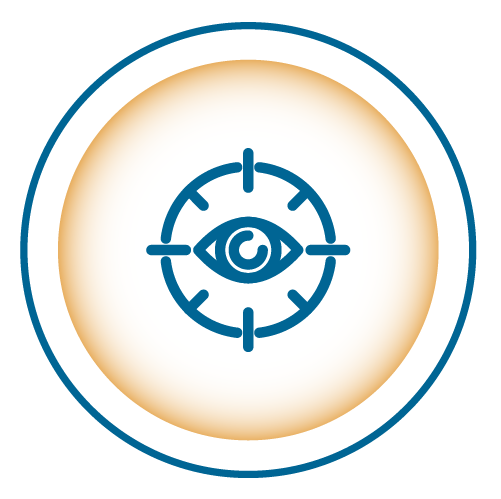 Icono de un ojo dentro de una mira de enfoque
