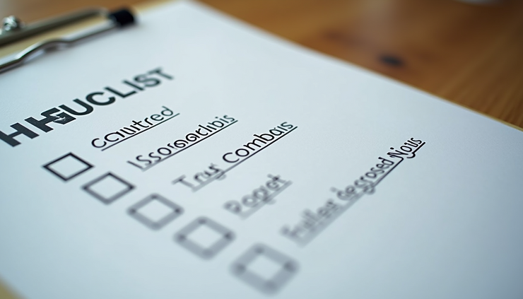 Close-up view of a checklist with hiring criteria and notes