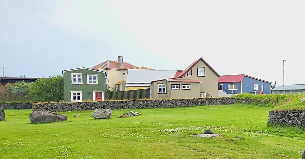 Different colored traditional houses at Eyrarbakki, Iceland