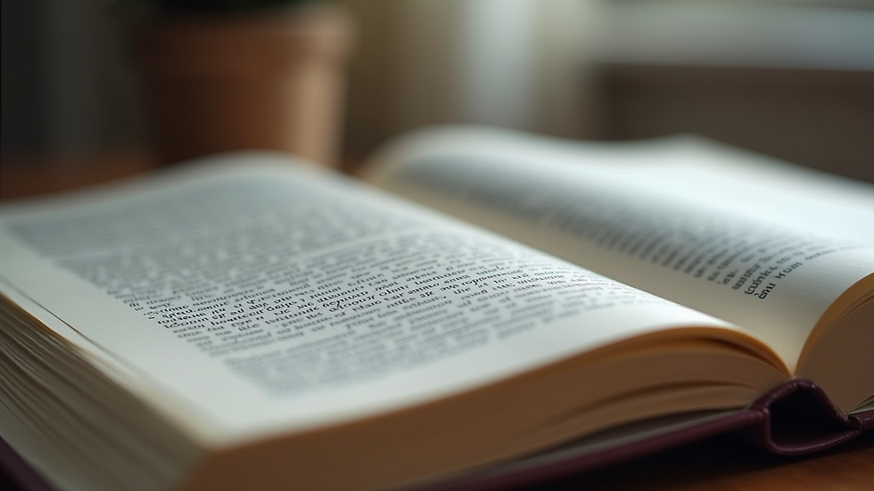 Close-up of an open book with highlighted text and notes in the margins