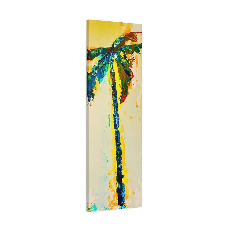 Thumbnail: Palm Tree Abstract Matte Canvas Print — Vertical Tropical Wall Art