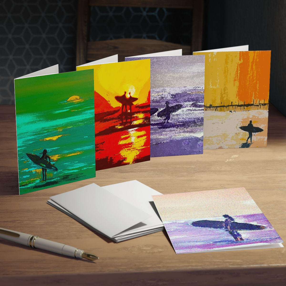 Surf Art Greeting Cards - blank inside - (5-Pack)!!