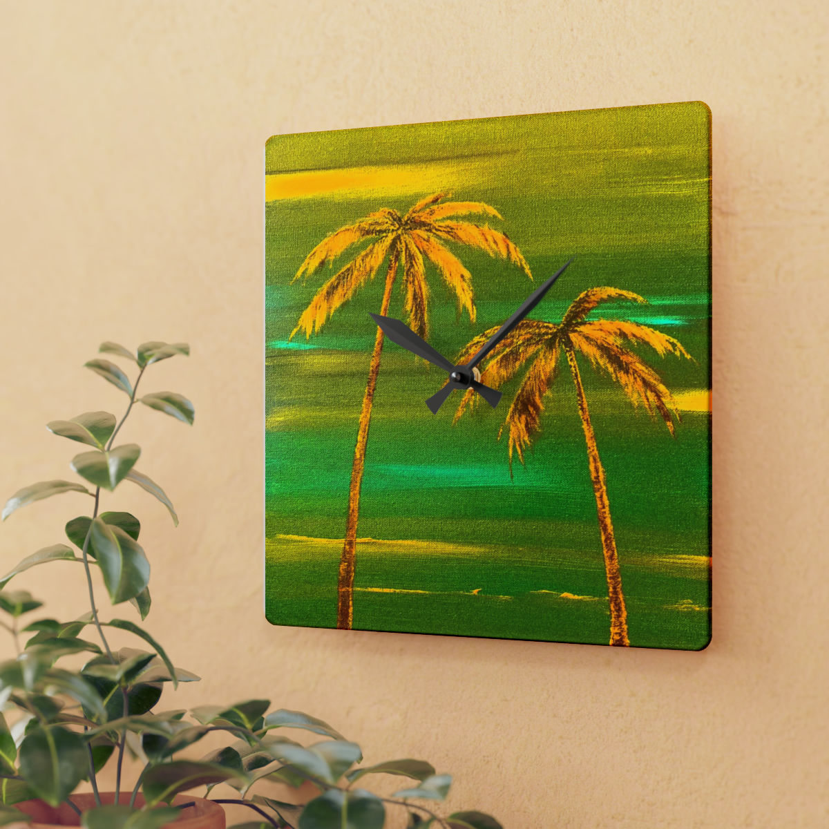 "Retro Palms" Acrylic Wall Clock