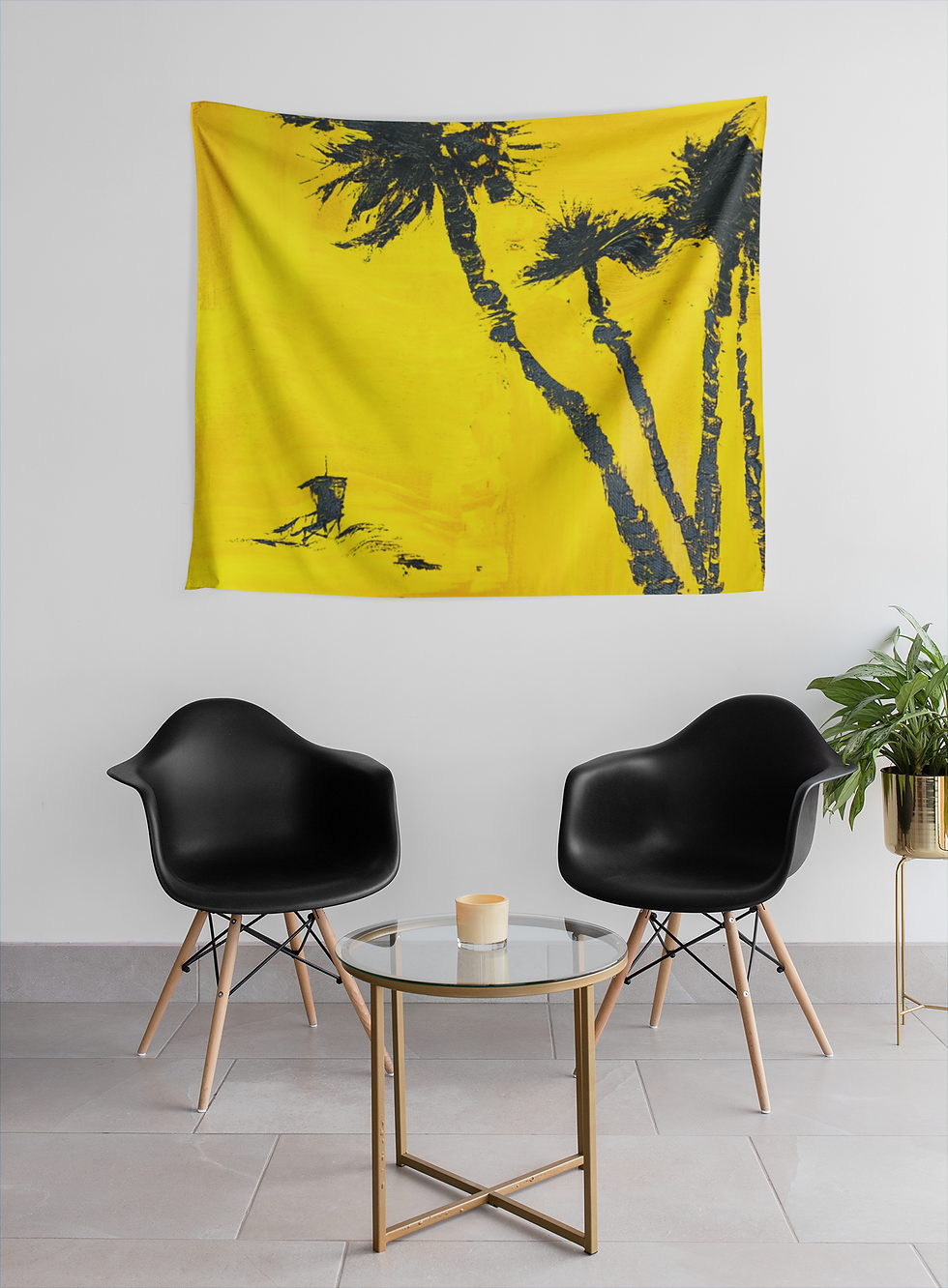 Thumbnail: Retro Beach Lifeguard Tower Wall Tapestry, 2 Sizes, Gift for Beach Lover
