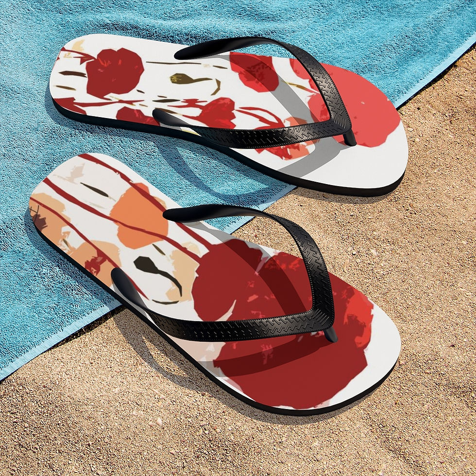 Thumbnail: Red Poppies Unisex Flip-Flops