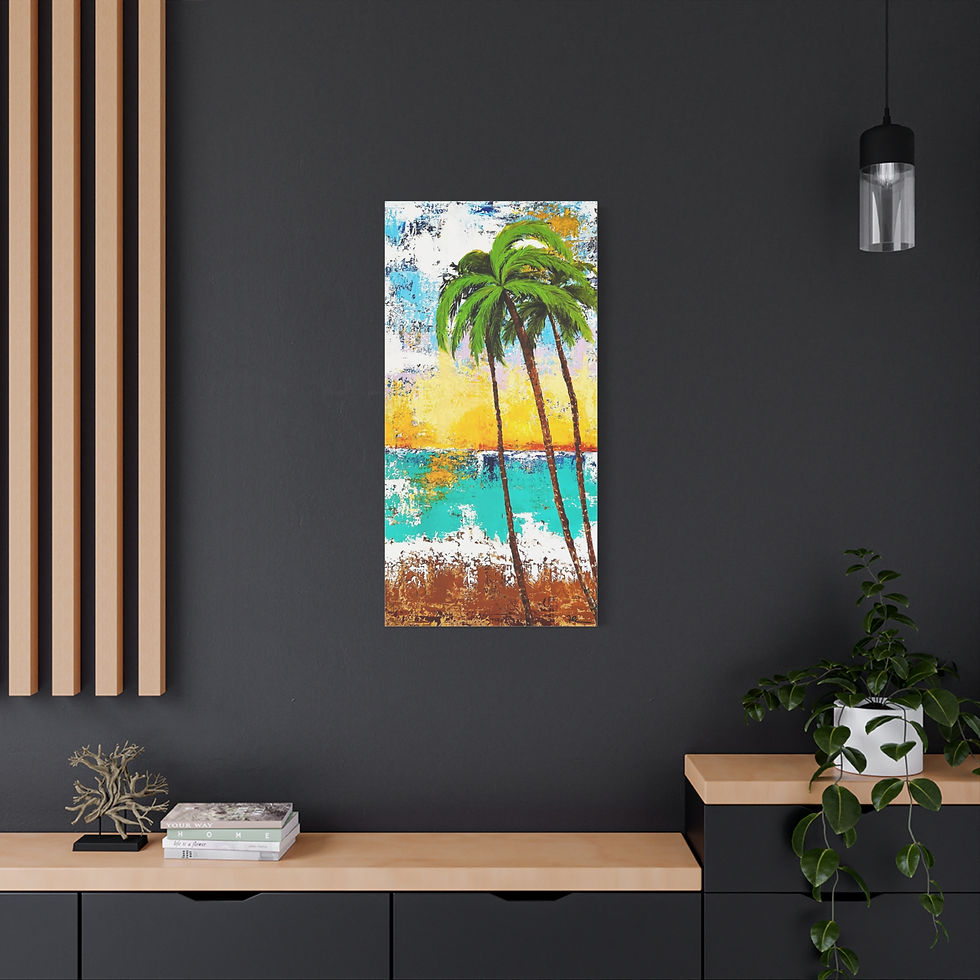 Thumbnail: Tropical Canvas Print, Beach Decor, Coastal Wall Art, Palm Tree Artwork