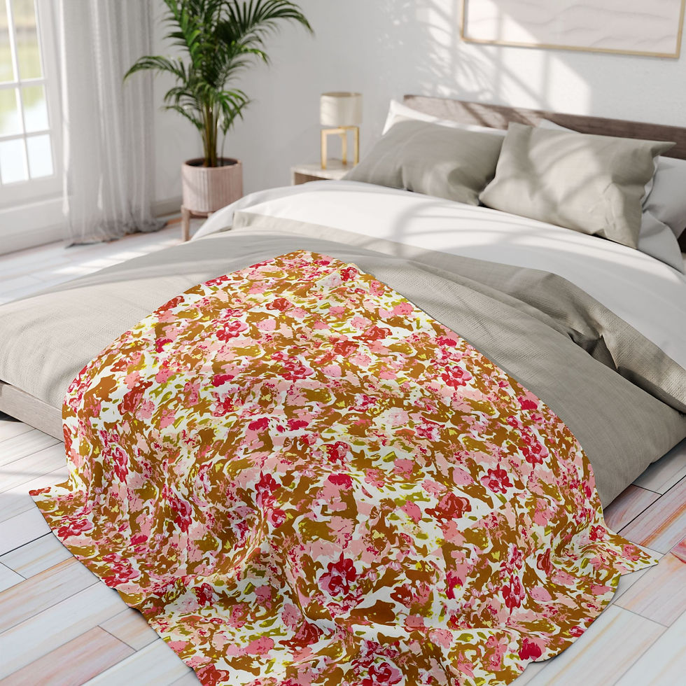 Thumbnail: Cozy Fleece Blanket with Original Floral Artwork Design, Housewarming Gift