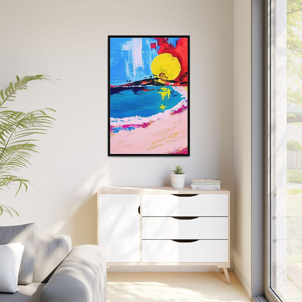Thumbnail: Framed Matte Canvas - Vibrant Tropical Sunset Beach Art