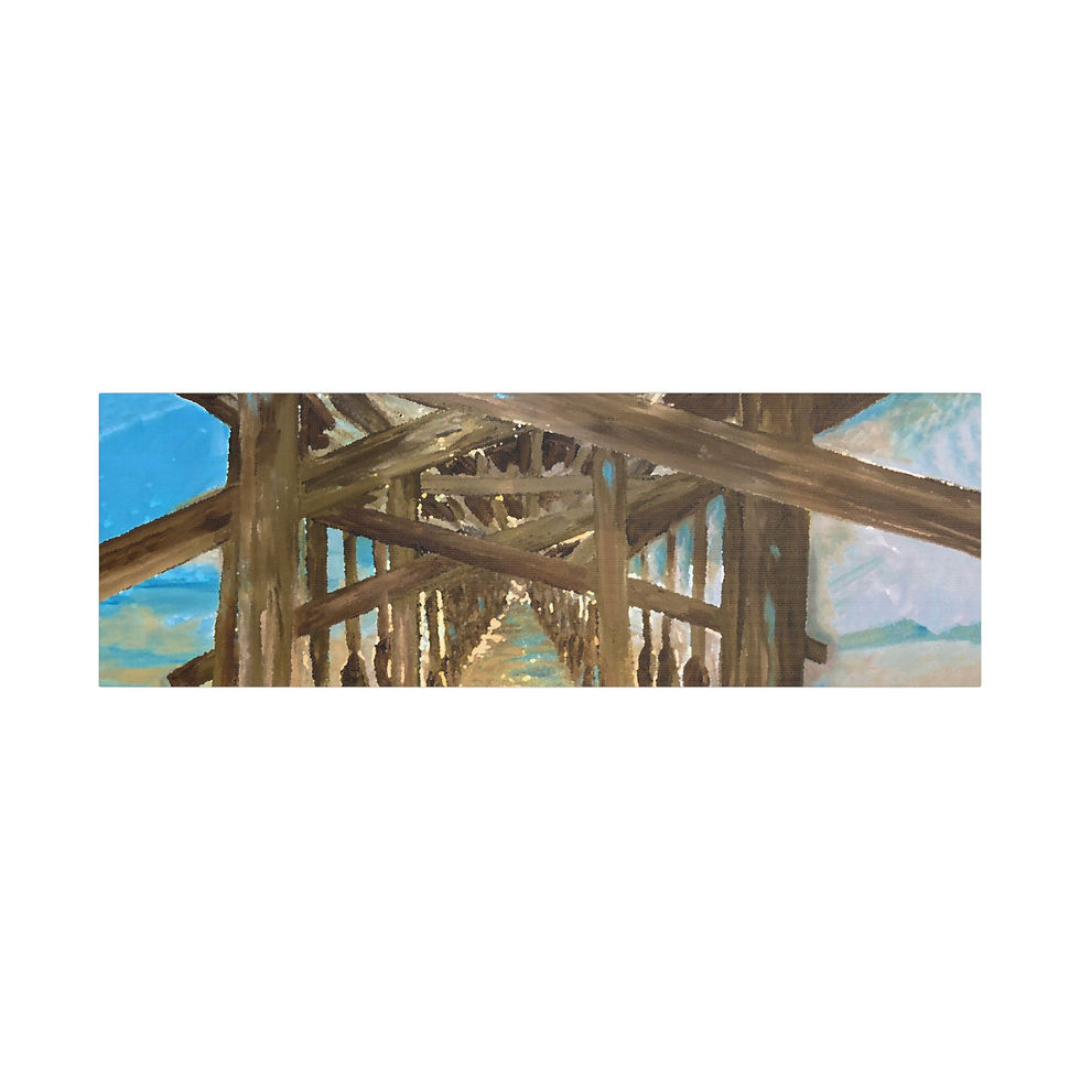 Thumbnail: Canvas Wall Art, Handpainted Under the Pier, Beach House, Seaside Wall Decor
