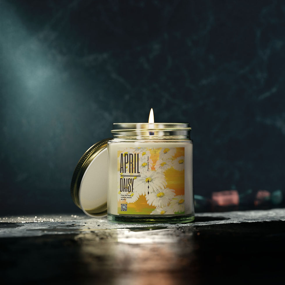 Thumbnail: Candle, April Birth Flower Hand Painted Daisies Design, 5 Scents incl Unscented