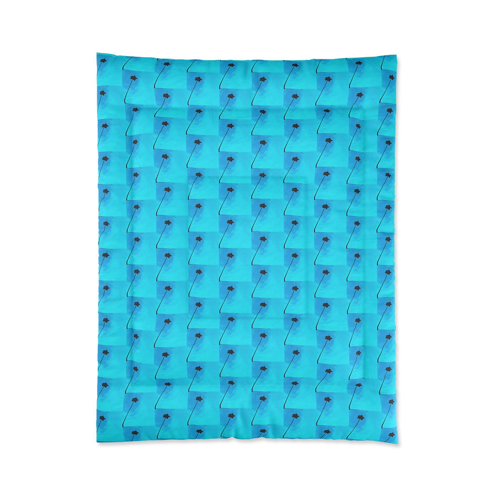Thumbnail: Minimalist Palm Tree Comforter, Abstract Blue Design
