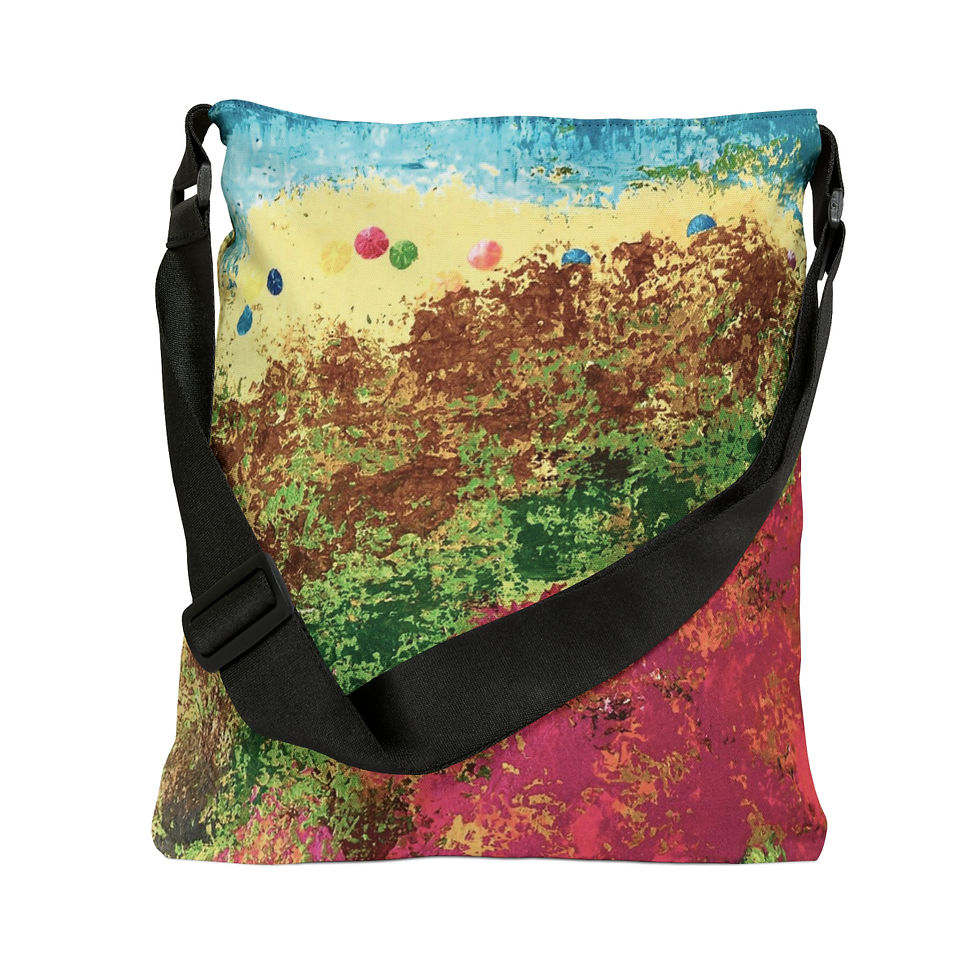Thumbnail: Retro Beach Umbrella Adjustable Strap Tote Bag with Interior Zippered Pocket 