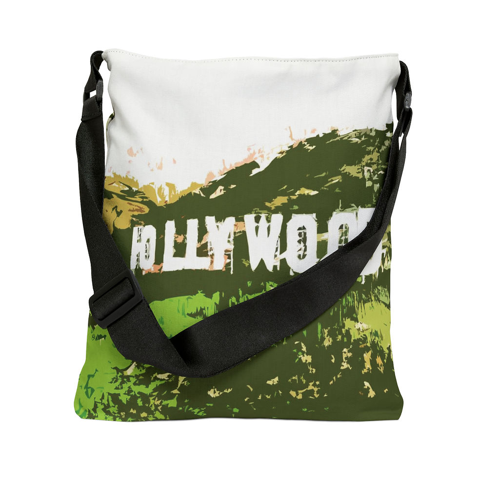 Thumbnail: Easy Carry Adjustable Strap Tote Bag Gift Art, "Hollywood" w/Interior Zip Pocket