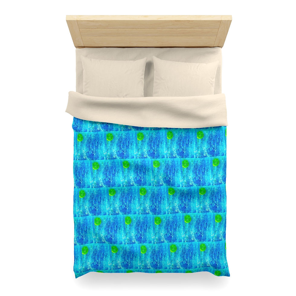 Thumbnail: Blue Abstract Patterned Microfiber Duvet Cover, 4 Sizes