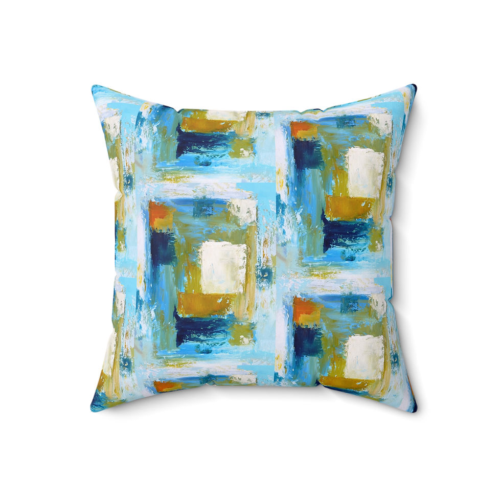 Thumbnail: Blue Abstract Faux Suede Pillow in 4 sizes