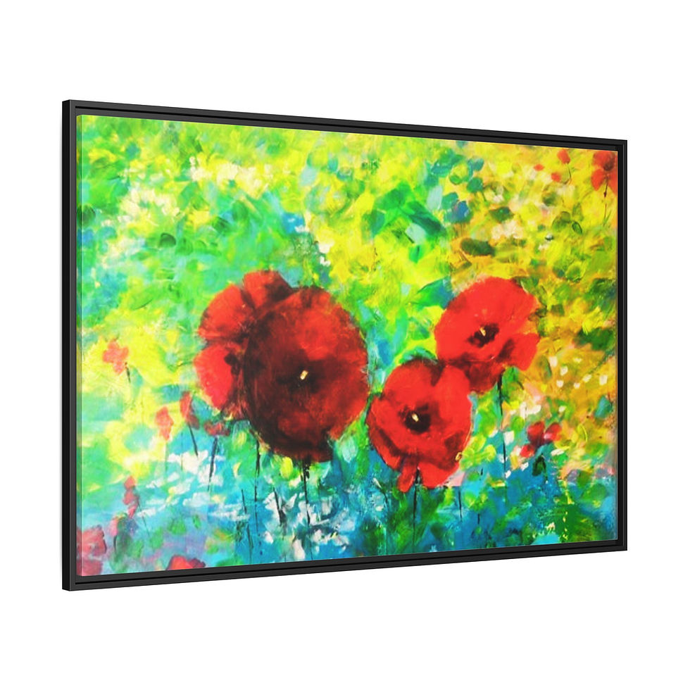 Thumbnail: Framed Poppy Canvas Wall Art – Bright Abstract Floral Painting