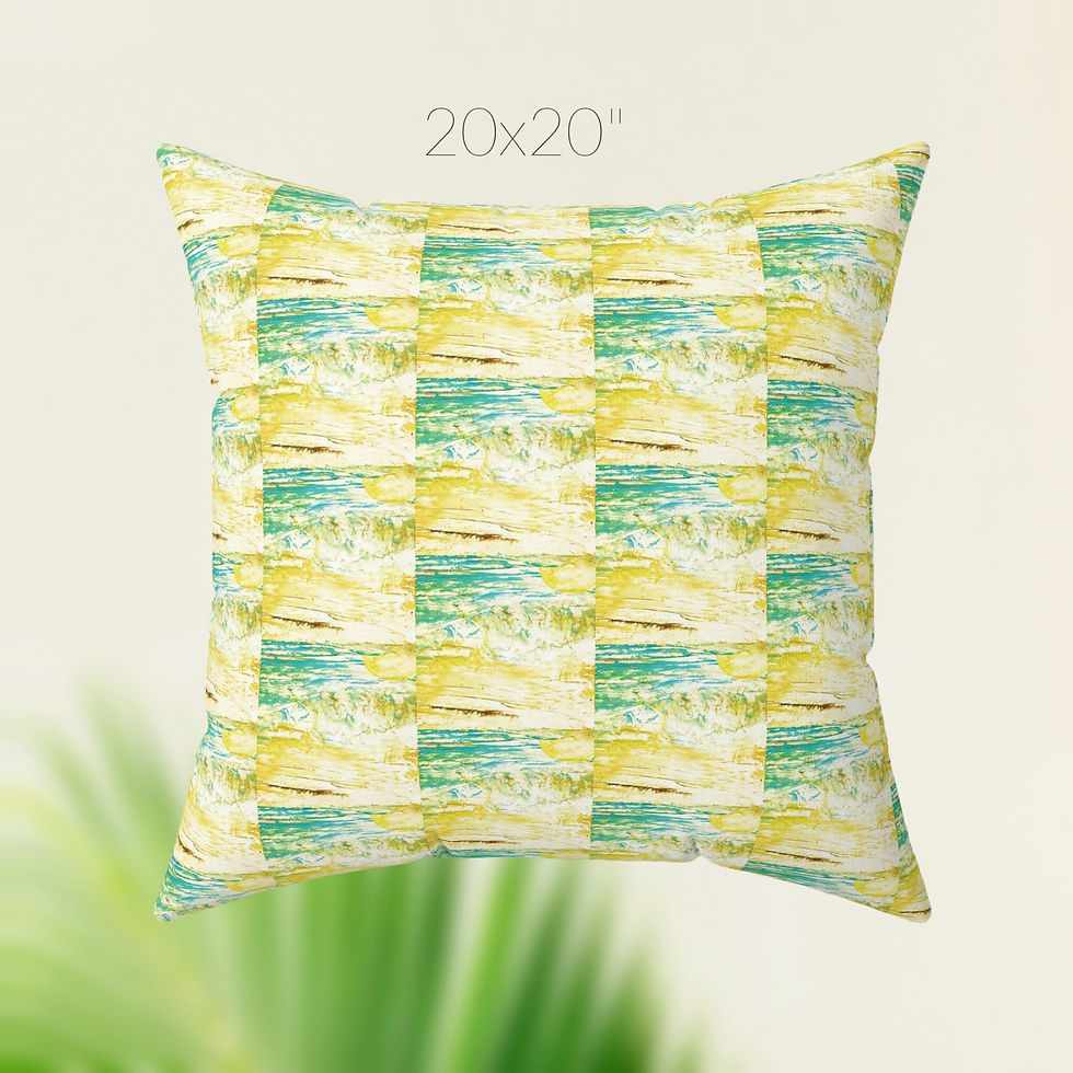 Thumbnail: Ocean Wave Square Pillow, 4 sizes from original art, Coastal Boho Home Decor
