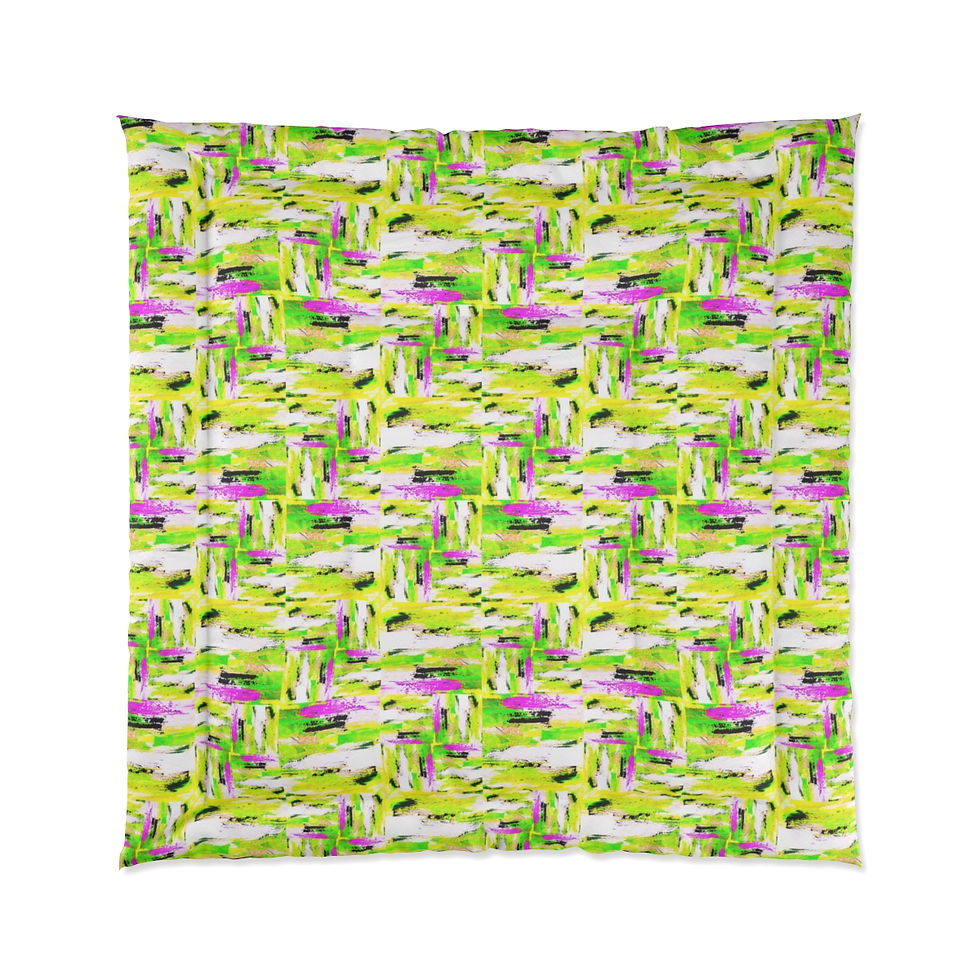 Thumbnail: Abstract Comforter, Pink, Green, White, 4 Size, Versatile Home Decor Color Pops!