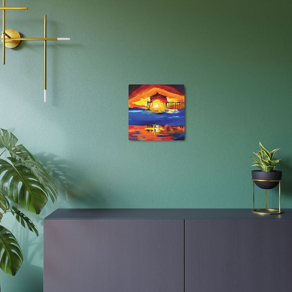 Thumbnail: Metal Art Sign Print, Abstract Pier Home Office Decor