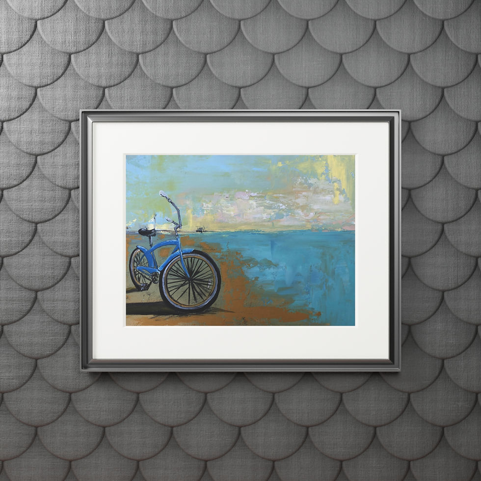 Thumbnail: Coastal Bike Fine Art Print with Matte — Beach Cruiser Wall Art