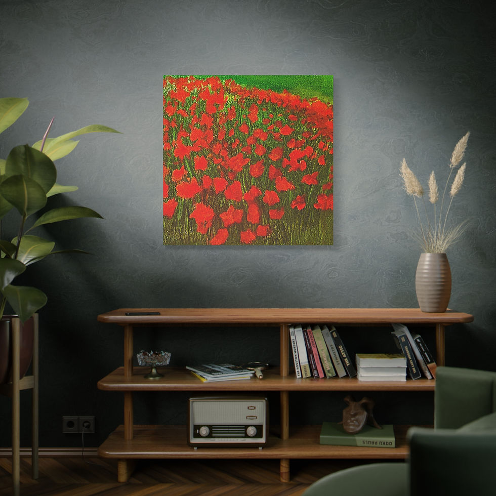 Thumbnail: Original Art Canvas Print, Red Poppies Field Unframed