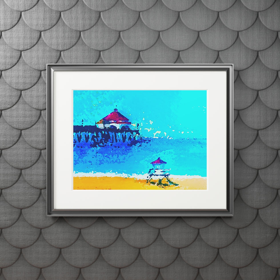 Thumbnail: Huntington Beach Pier Fine Art Print with Matte