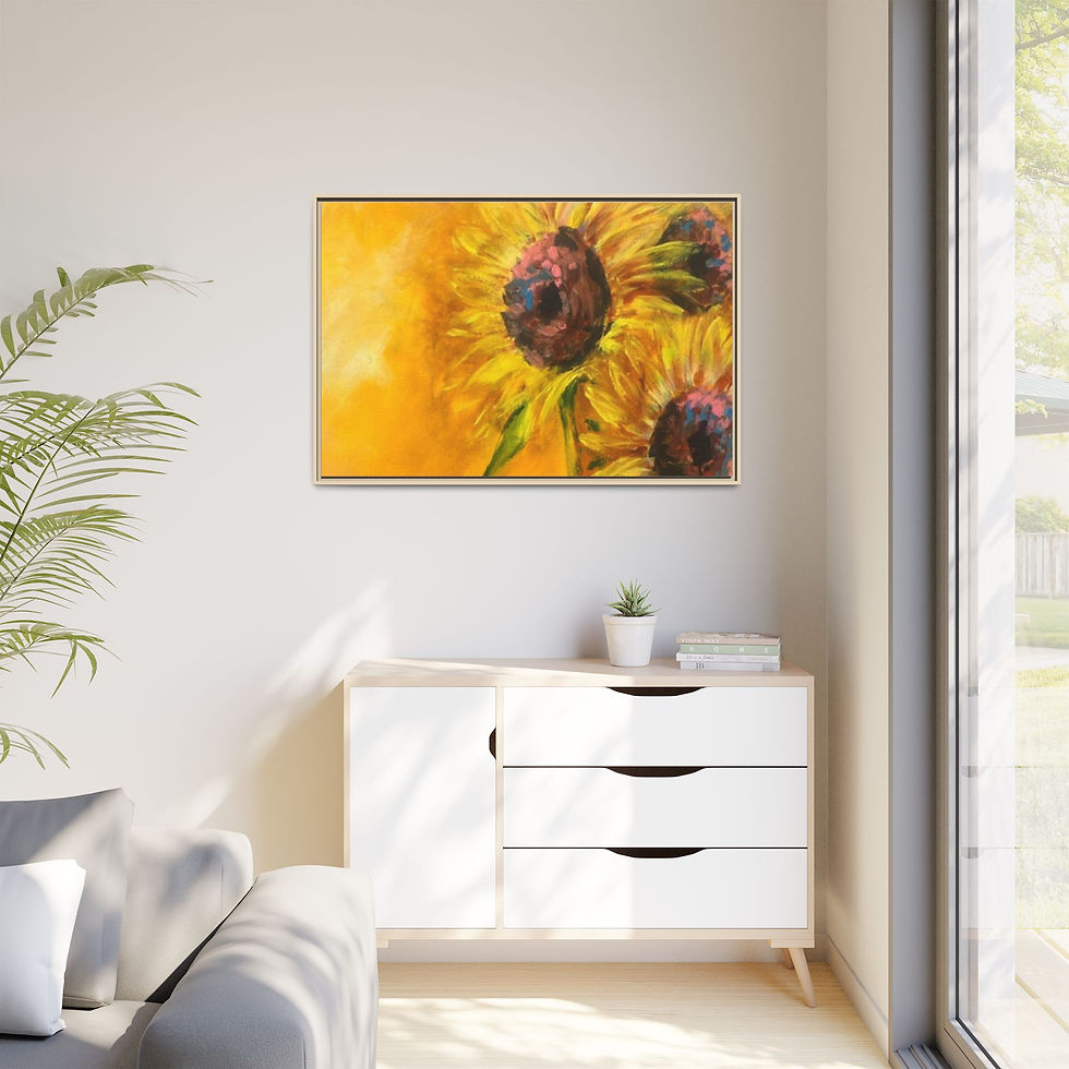 Thumbnail: Sunflower Painting Matte Canvas Print — Framed Wall Art
