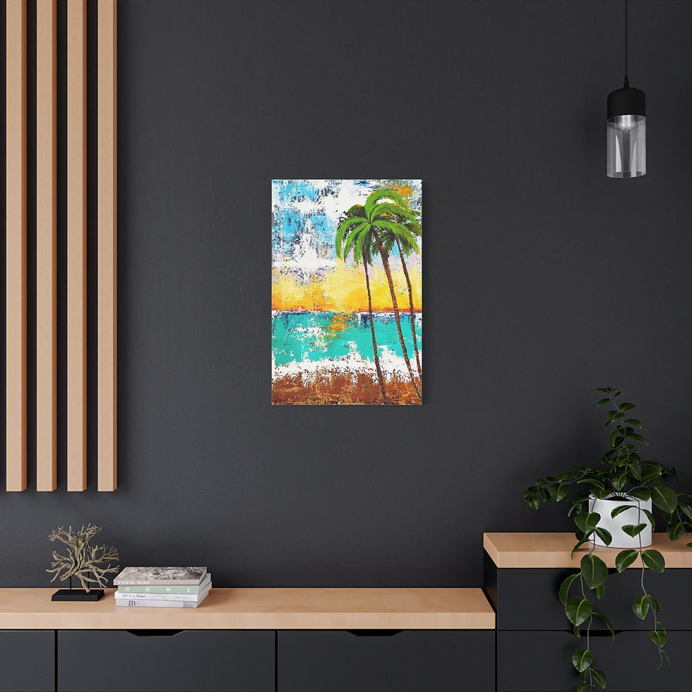 Thumbnail: Tropical Canvas Print, Beach Decor, Coastal Wall Art, Palm Tree Artwork