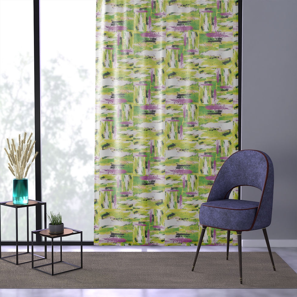 Thumbnail: Sheer Window Panel in Pink, Green, White, from Abstract Home Decor Collection 