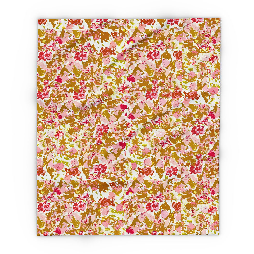 Thumbnail: Cozy Fleece Blanket with Original Floral Artwork Design, Housewarming Gift
