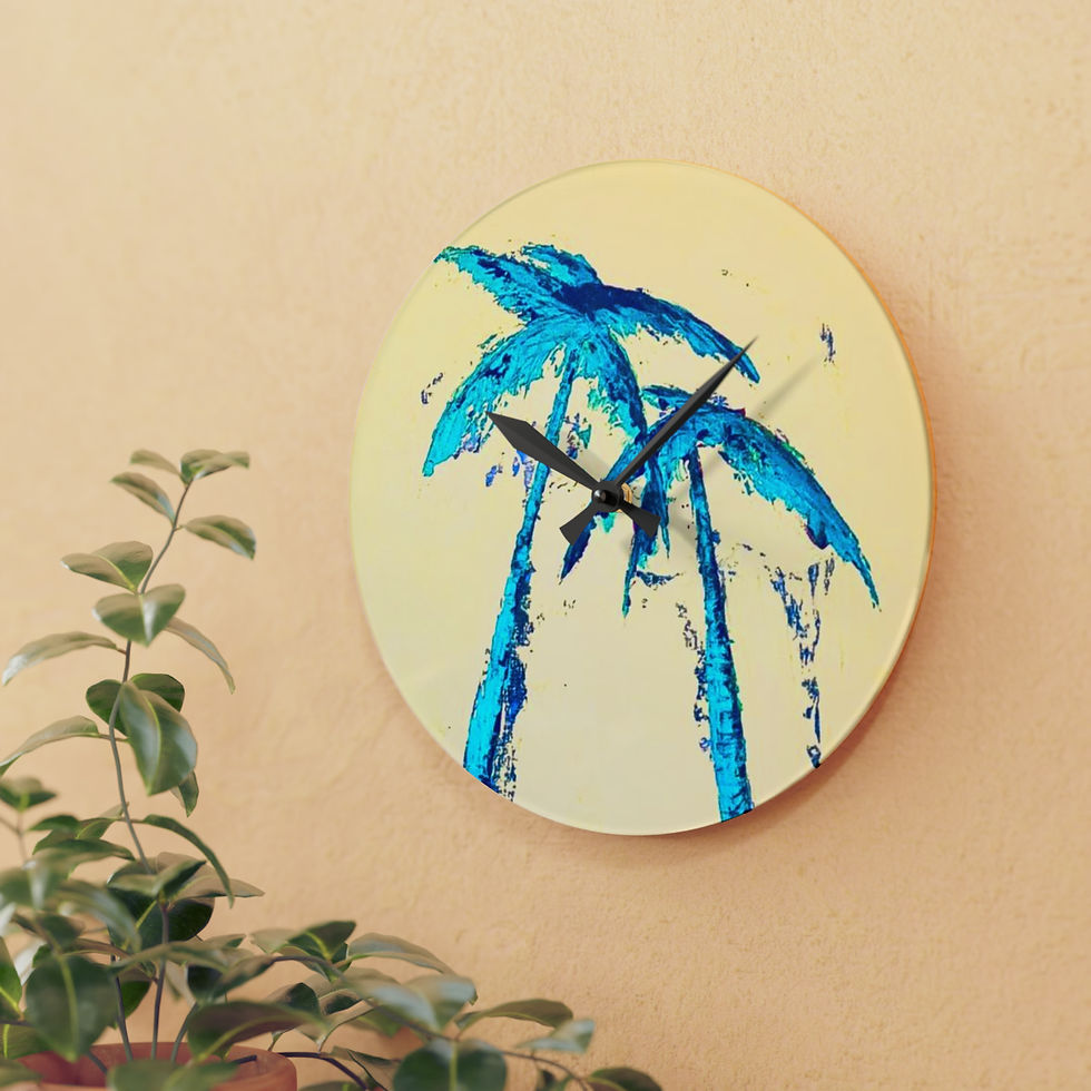 Thumbnail: "Turquoise Palms" Acrylic Wall Clock
