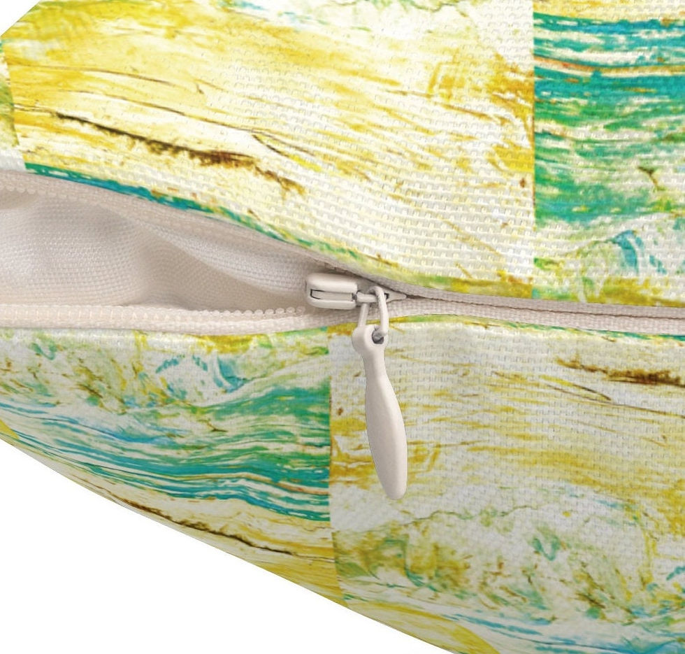 Thumbnail: Ocean Wave Square Pillow, 4 sizes from original art, Coastal Boho Home Decor