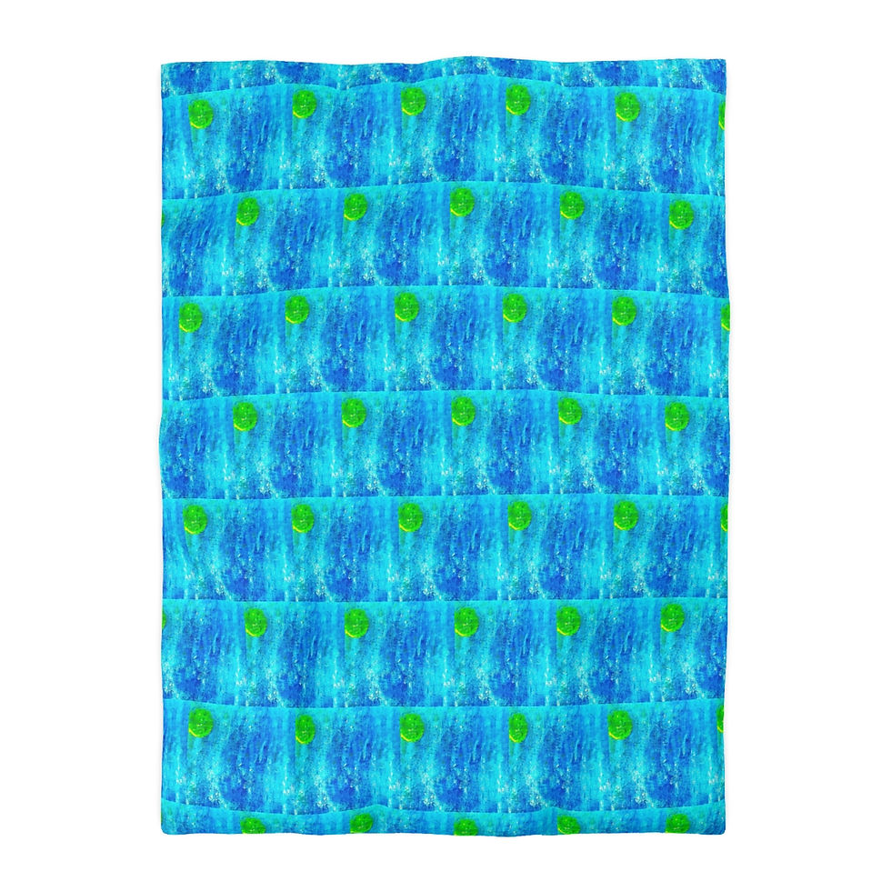 Thumbnail: Blue Abstract Patterned Microfiber Duvet Cover, 4 Sizes