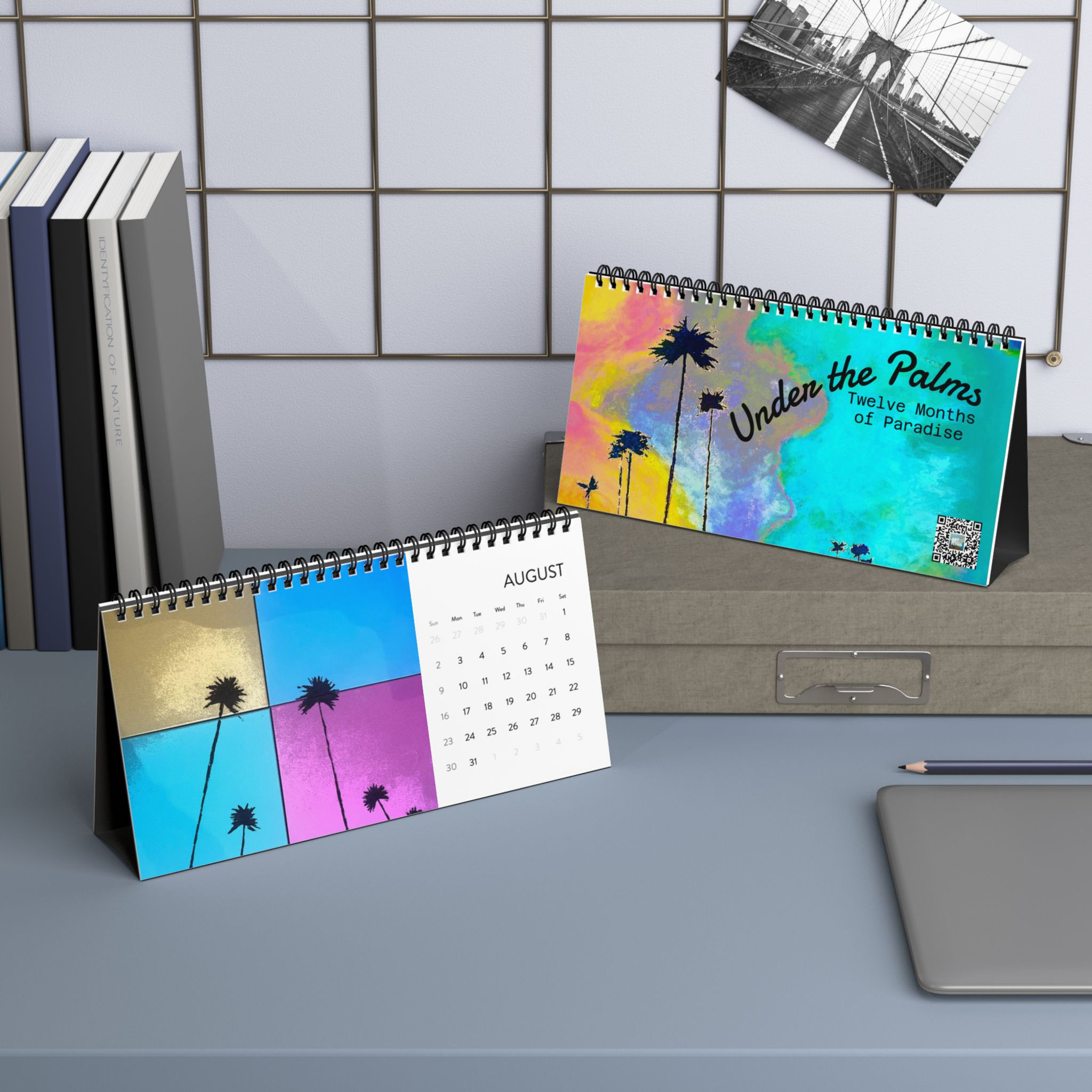 Under the Palms Desktop Calendar 2026 Spiral Desk Calendar