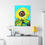Thumbnail: Canvas Wall Art, Hand Painted Sunflower with Turquoise Background Wall Decor