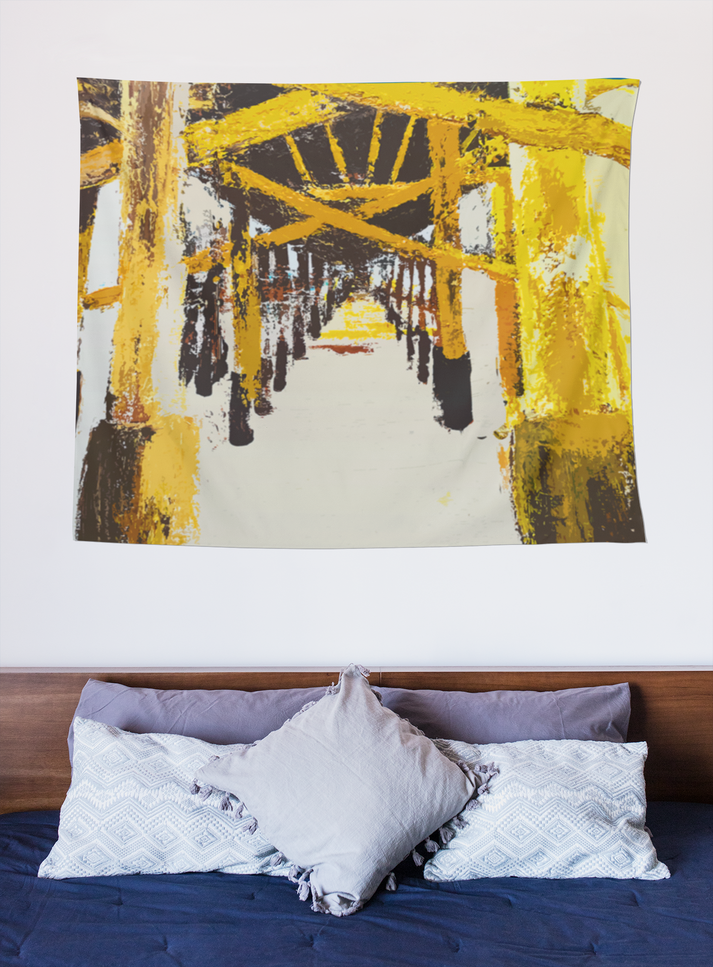 Retro Under the Pier Wall Tapestry, 2 Sizes, Gift for Beach Lover