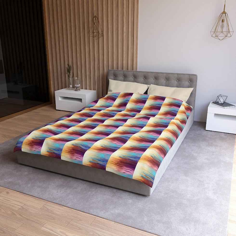 Thumbnail: Colorful Check Abstract Patterned Microfiber Duvet Cover, 4 Sizes
