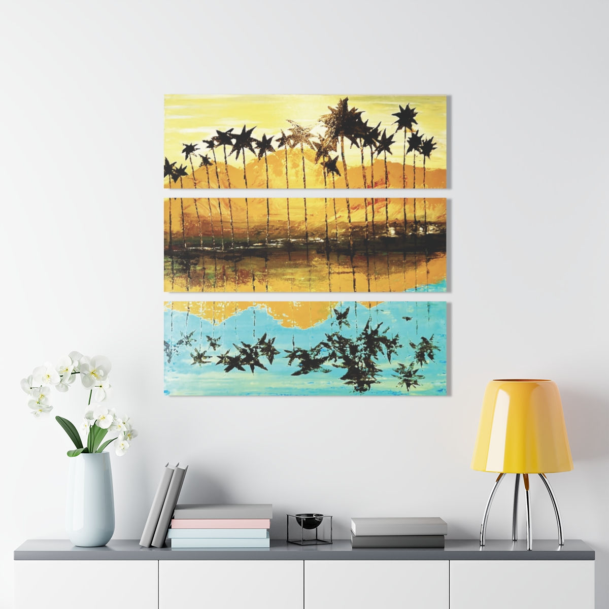 Reflections in Palm Desert Acrylic Print Large Triptych
