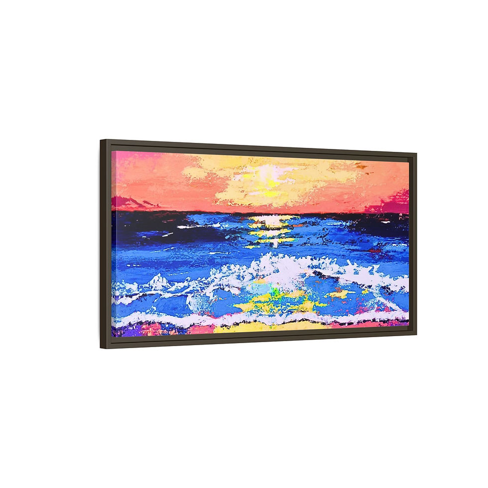 Thumbnail: Framed Matte Canvas - Colorful Ocean Sunset Seascape Art