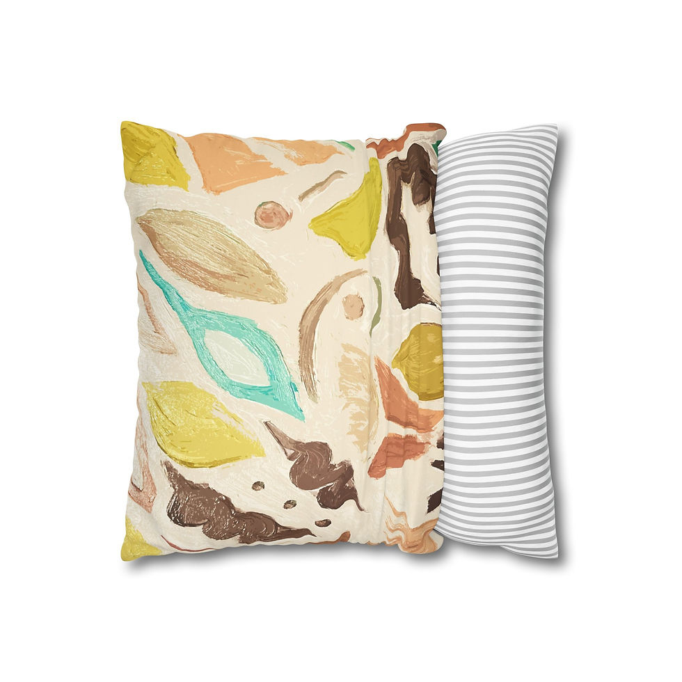 Thumbnail: Hand Painted Boho Abstract Pattern, Faux Suede Pillow Cover