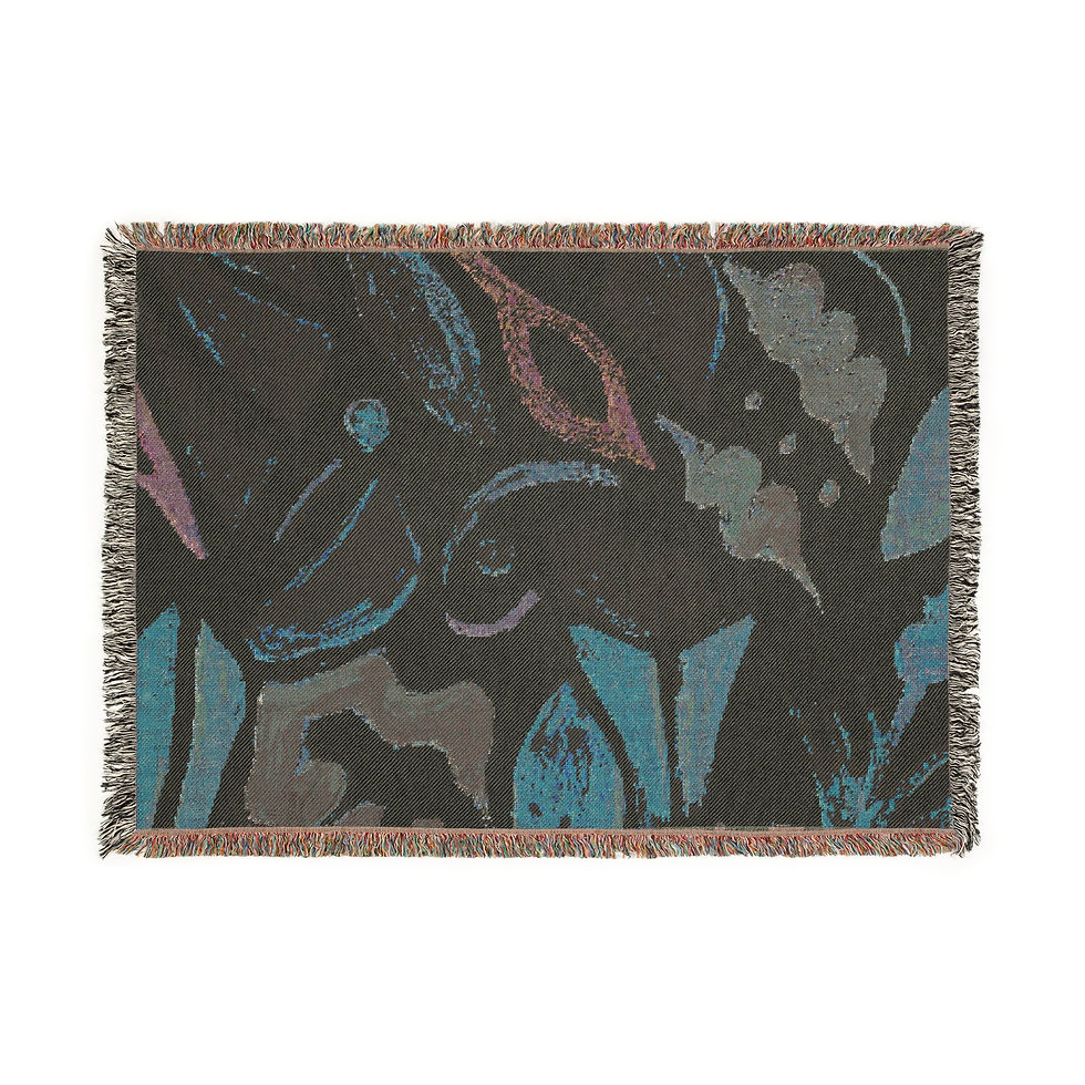 Thumbnail: Woven Blanket, Hand Painted Abstract Pattern 