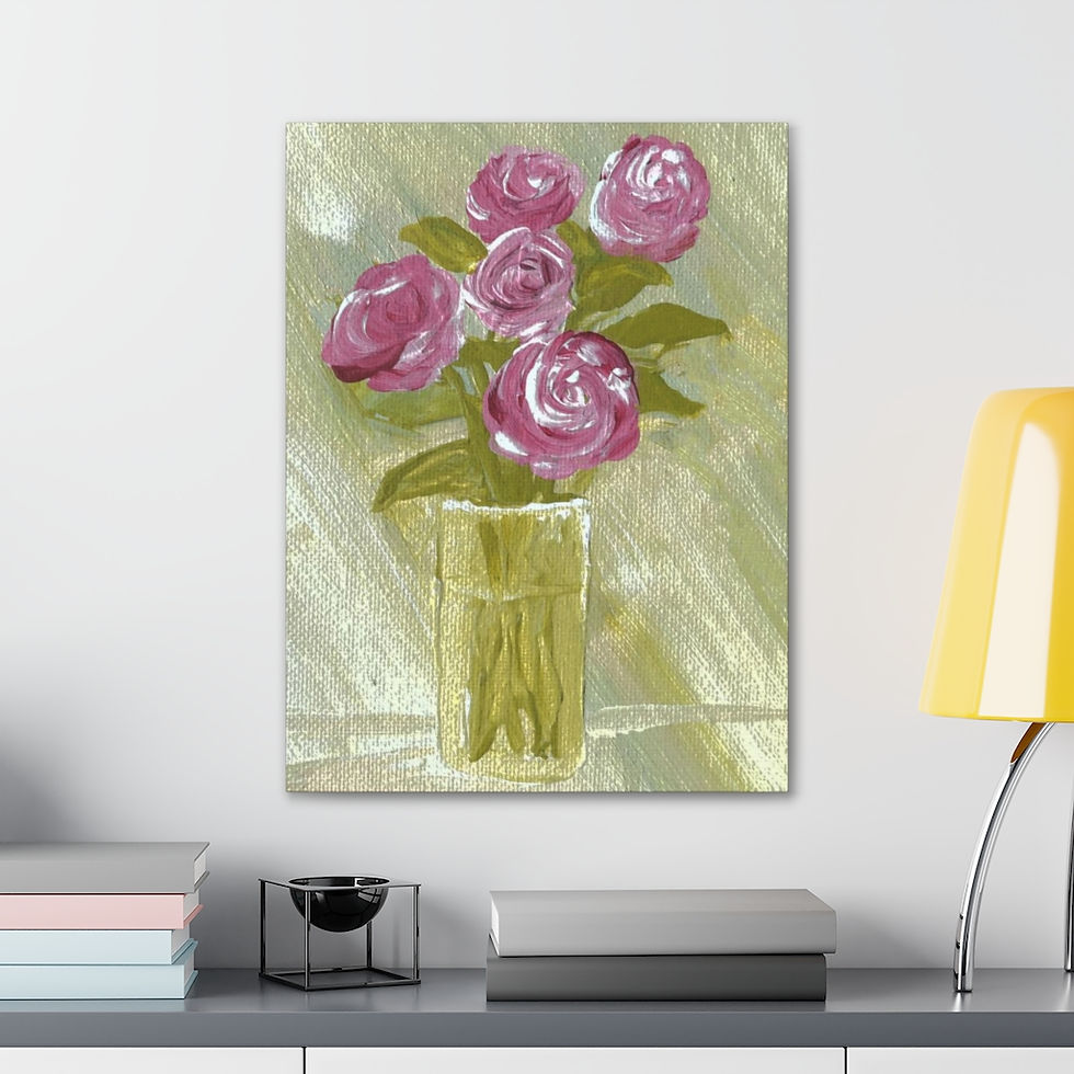 Thumbnail: "Peonies in Vase" Fine Canvas Gallery Wrap