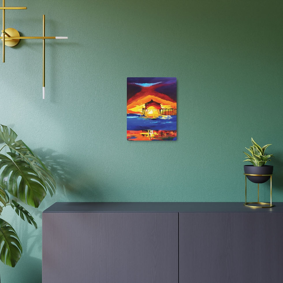 Thumbnail: Metal Art Sign Print, Abstract Pier Home Office Decor